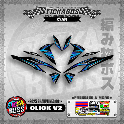 CLICK V2 INDO STICKER DECALS ( 2025 SHARPLINES 001 )【WITH FREEBIES】