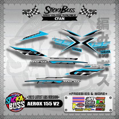 AEROX 155 V2 DECALS ( 2023 LATEST ABS VERSION ) [ PREMIUM GLOSSY LAMINATED ]【WITH FREEBIES】