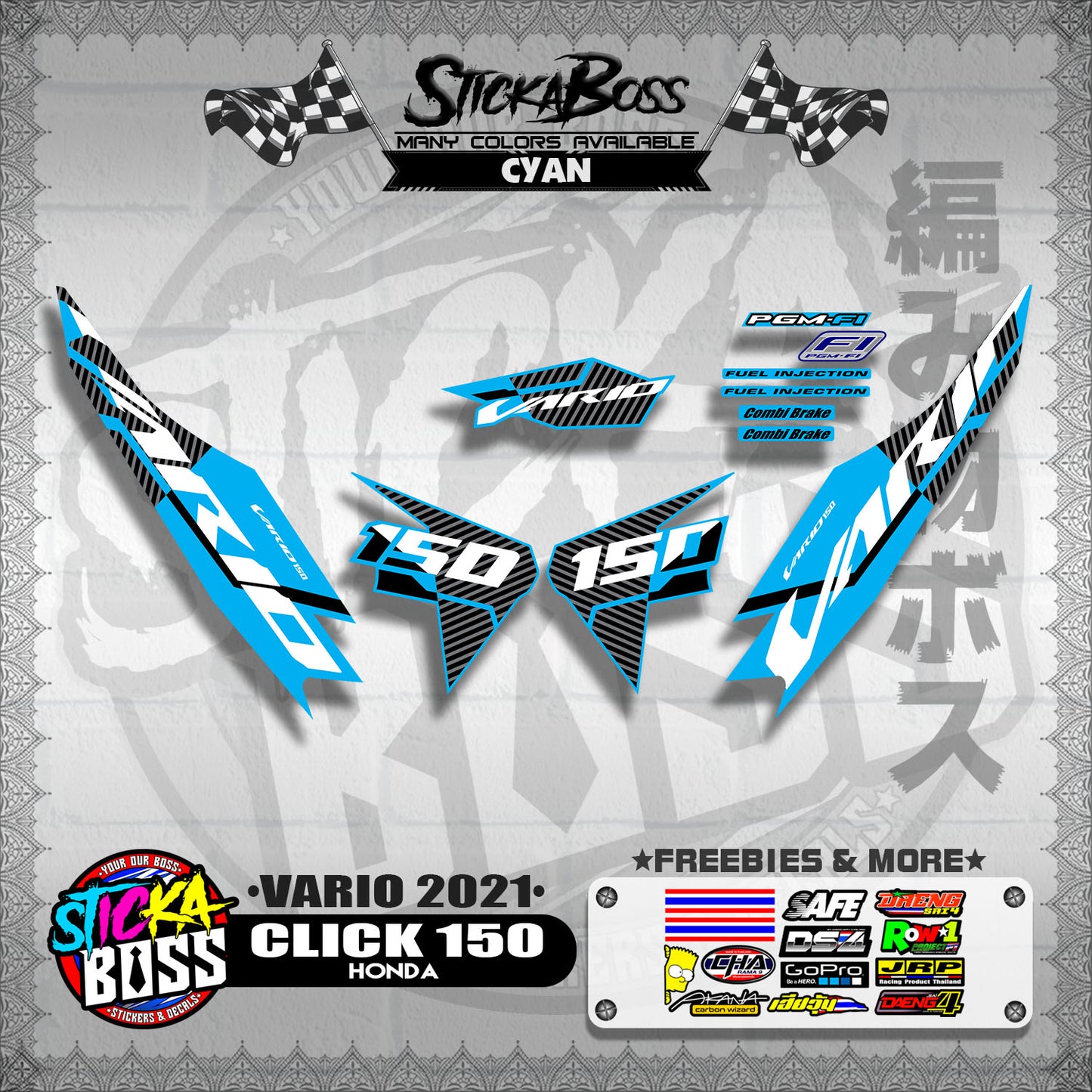 CLICK 150 V2 DECALS ( VARIO 2021 )【WITH FREEBIES】