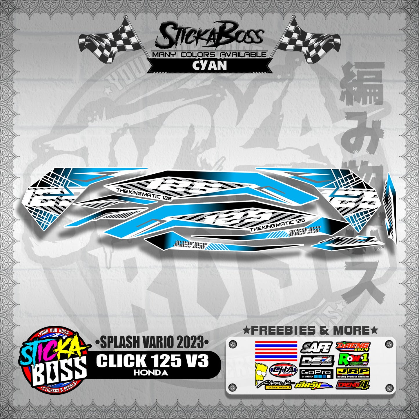 CLICK 125 V3 STOCK DECALS ( SPLASH VARIO 2023 )【WITH FREEBIES】