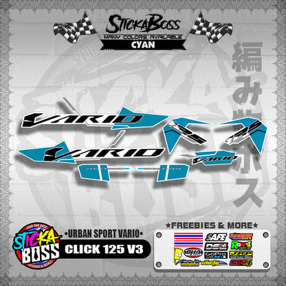 CLICK 125 V3 DECALS ( URBAN SPORT VARIO )【WITH FREEBIES】