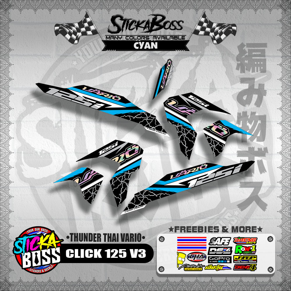 CLICK 125 V3 THAILAND DECALS ( THUNDER THAI VARIO )【WITH FREEBIES】