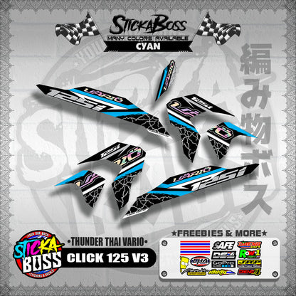 CLICK 125 V3 THAILAND DECALS ( THUNDER THAI VARIO )【WITH FREEBIES】