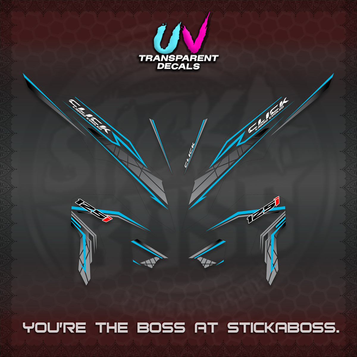 CLICK 125 V3 UV TRANSPARENT DECALS (2023 SIMPLE STRIPE DESIGN) STICKER DECALS By STICKABOSS