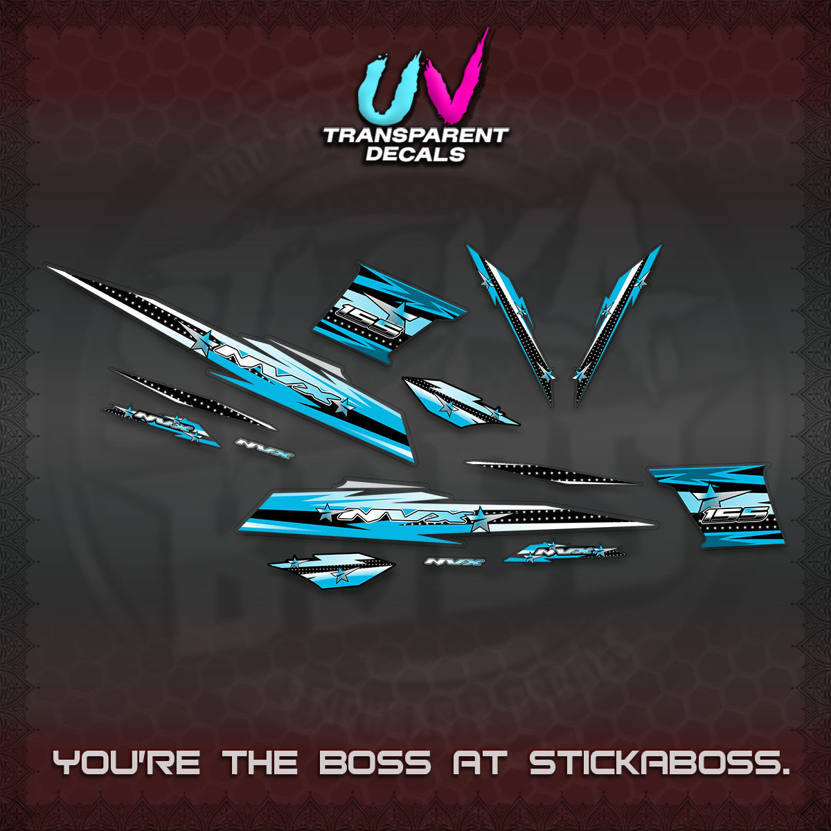 AEROX V2 UV TRANSPARENT DECALS (2026 INDO STAR 001) STICKER KITS BY STICKABOSS