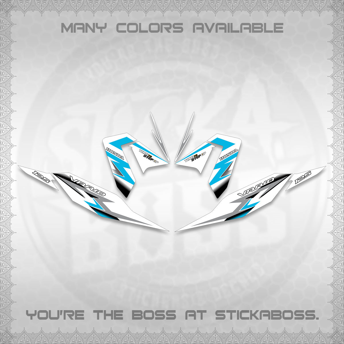 CLICK 125 V4 VARIO FOR WHITE DECALS (2026 VR0006 DESIGN) STICKER KITS BY STICKABOSS