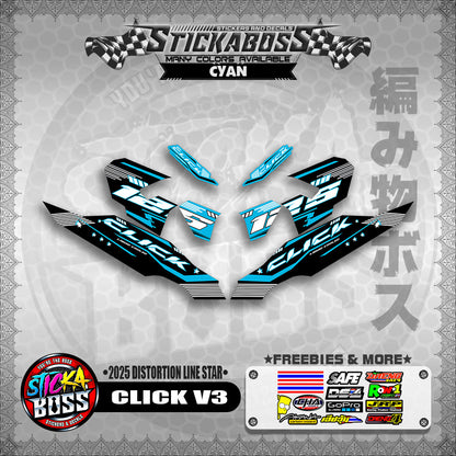 CLICK V3 STICKER DECALS ( 2025 DISTORTION LINE STAR  )【WITH FREEBIES】
