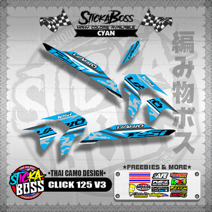 CLICK 125i V3 DECALS ( THAI CAMO DESIGN )【WITH FREEBIES】