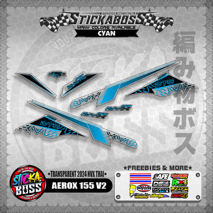 TRANSPARENT AEROX 155 V2 STICKER DECALS ( TRANSPARENT 2024 NVX THAI )【WITH FREEBIES】