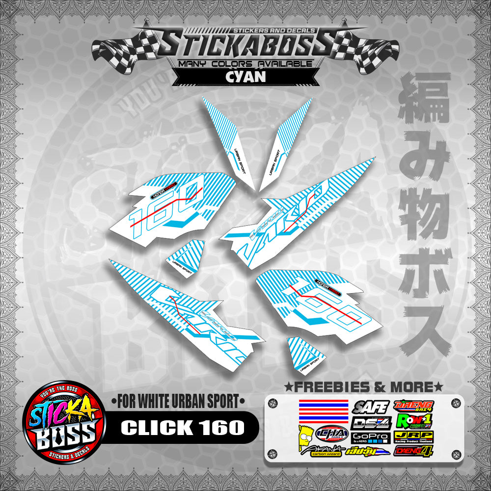 CLICK 160 STICKER DECALS ( FOR WHITE URBAN SPORT )【WITH FREEBIES】