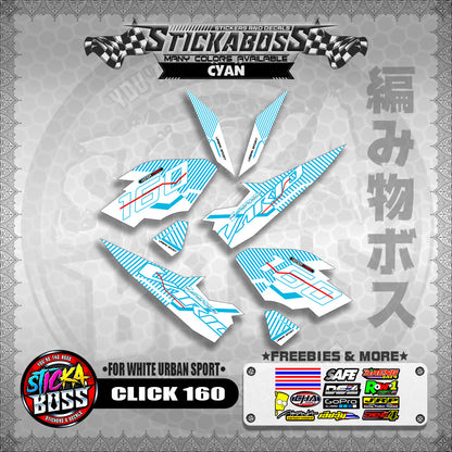 CLICK 160 STICKER DECALS ( FOR WHITE URBAN SPORT )【WITH FREEBIES】