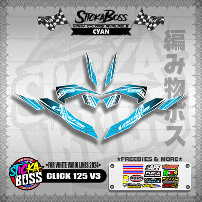 CLICK 125 V3 DECALS ( FOR WHITE VARIO LINES 2024 )【WITH FREEBIES】