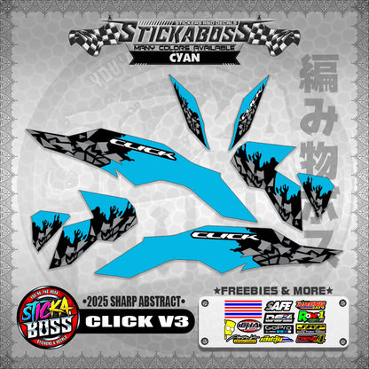 CLICK V3 INDO STICKER DECALS ( 2025 SHARP ABSTRACT  )【WITH FREEBIES】