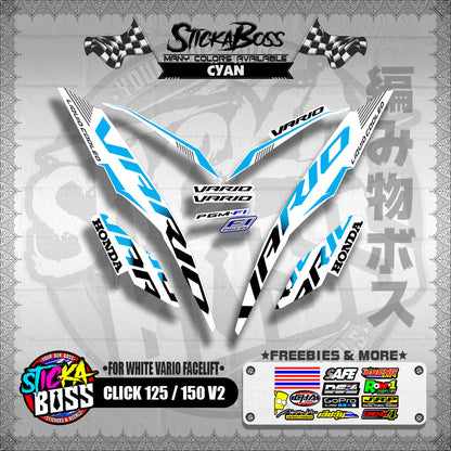 CLICK 125 / 150 V2 DECALS ( FOR WHITE VARIO FACELIFT )【WITH FREEBIES】