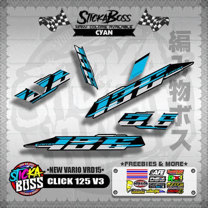 CLICK 125 V3 DECALS ( NEW VARIO VRD15 )[ PREMIUM GLOSSY LAMINATED ]【WITH FREEBIES】