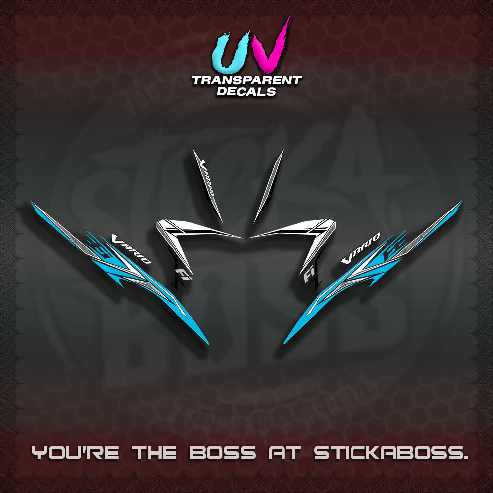【PREMIUM UV PRINT】TRANSPARENT CLICK V2  VARIO DECALS(2026 CUSTOM 001 DESIGN)By STICKABOSS