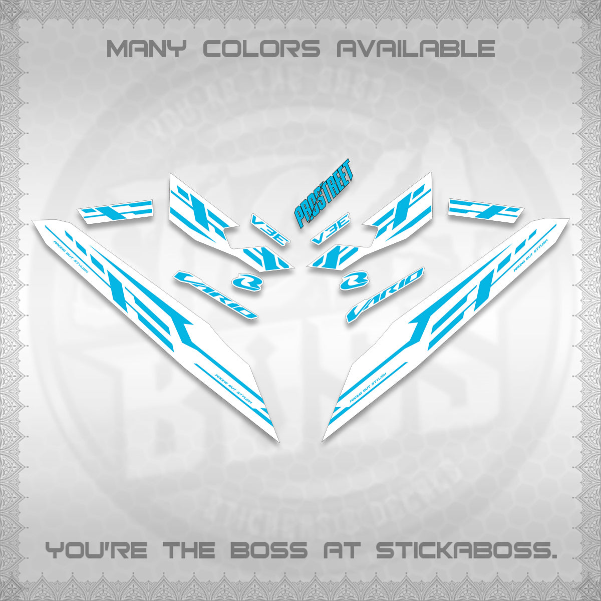CLICK V3 FOR WHITE VARIO DECALS (2026 V3E 001 DESIGN)STICKER DECALS By STICKABOSS