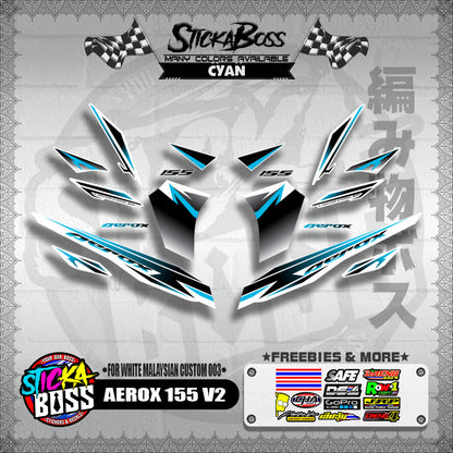 AEROX 155 V2 DECALS ( FOR WHITE MALAYSIAN CUSTOM 003 )【WITH FREEBIES】