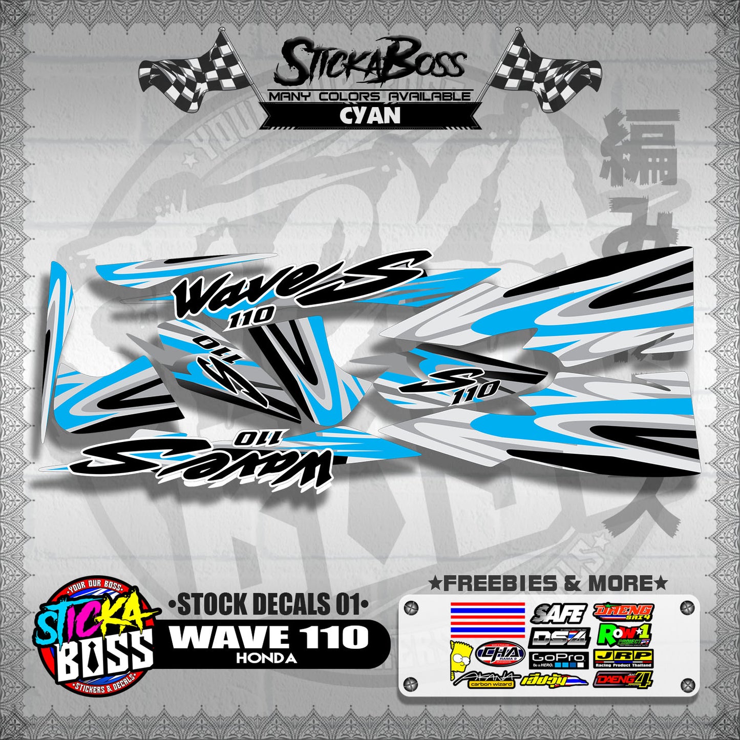 HONDA WAVE 110 ( STOCK DECALS 01 )【WITH FREEBIES】