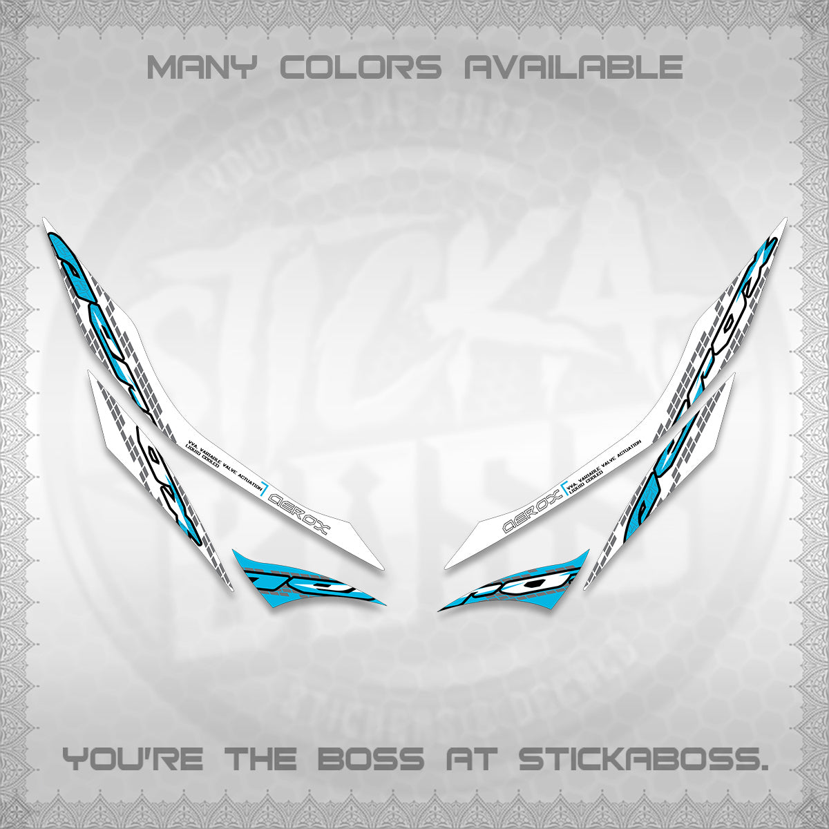 AEROX 155 V1 FOR WHITE DECALS (NEW 2026 VORTEX) STICKER KITS BY STICKABOSS
