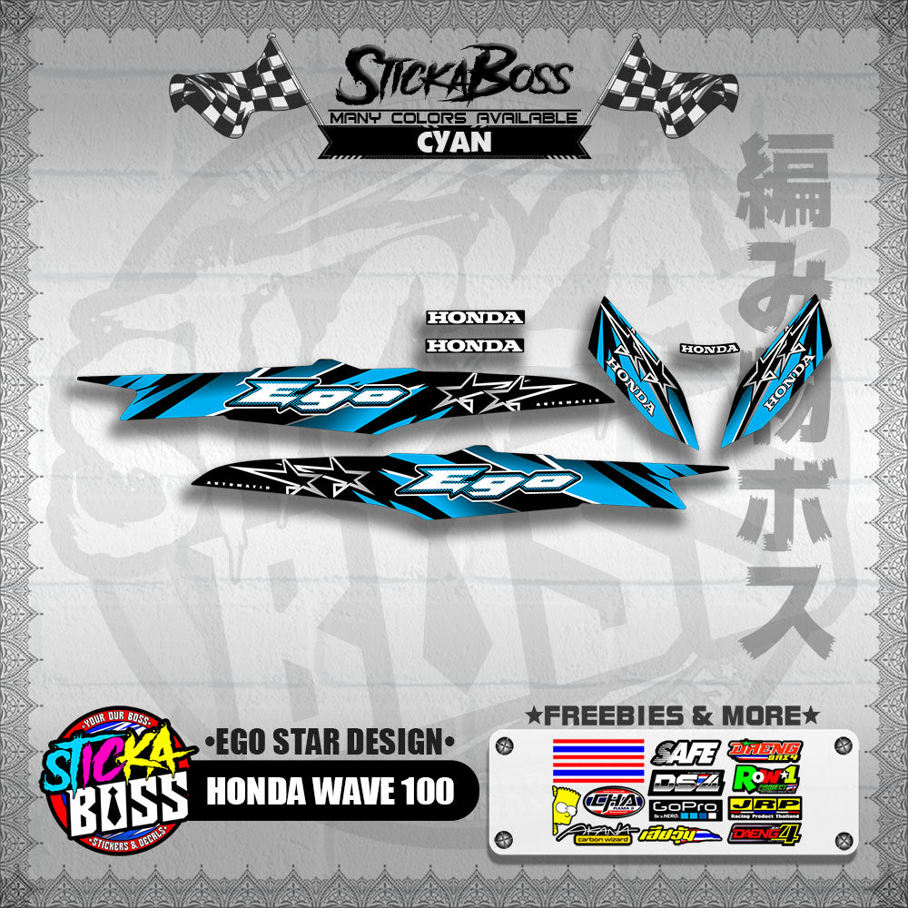 HONDA WAVE 100 DECALS ( EGO STAR DESIGN )【WITH FREEBIES】