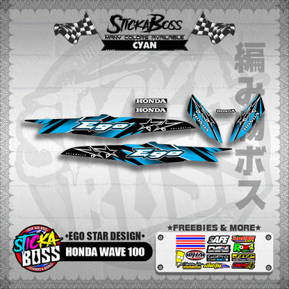 HONDA WAVE 100 DECALS ( EGO STAR DESIGN )【WITH FREEBIES】