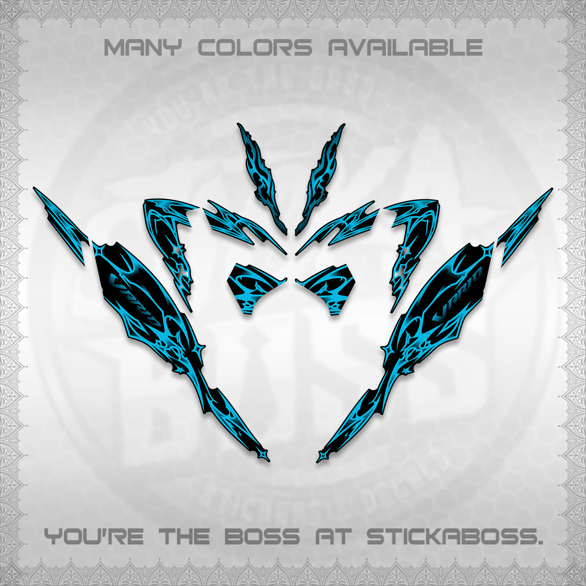 CLICK 125 V4 VARIO DECALS (2026 TRIBAL LIGHTNING DESIGN) STICKER KITS BY STICKABOSS