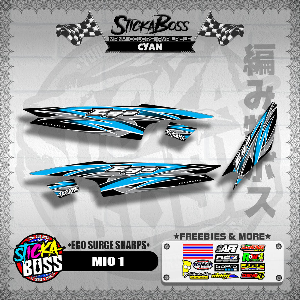 MIO 1 DECALS ( EGO SURGE SHARPS ) [ PREMIUM GLOSSY LAMINATED ]【WITH FREEBIES】