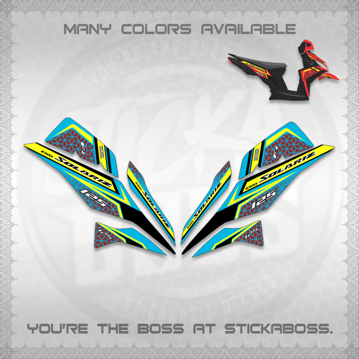 MIO I 125 M3 (NEW SOLARIZ MOTIF 25)STICKER DECALS By STICKABOSS (Copy)