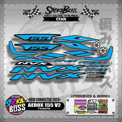 AEROX 155 V2 DECALS ( NEW CONNECTED 2023 )【WITH FREEBIES】