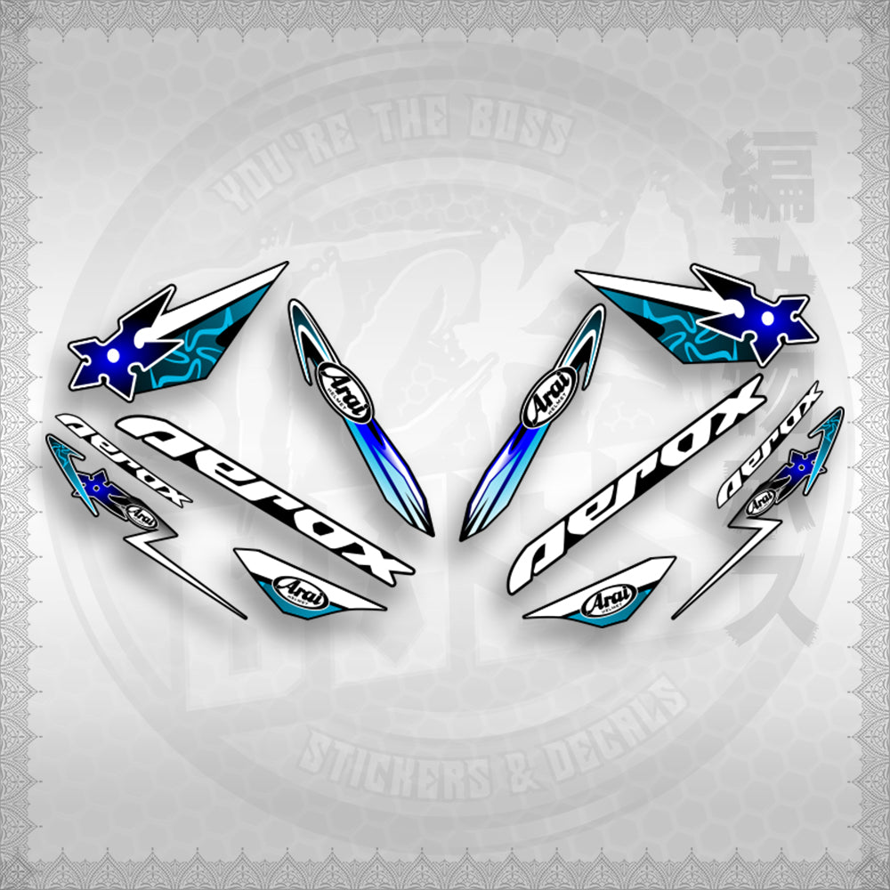 AEROX 155 V1 CUSTOM DESIGN ( ARAI NINJA BLADES ) STICKER DECALS By STICKABOSS