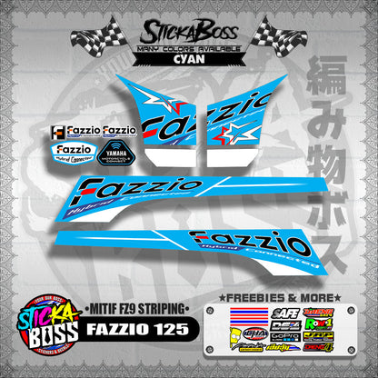 FAZZIO 125 DECALS ( MITIF FZ9 STRIPING )【WITH FREEBIES】