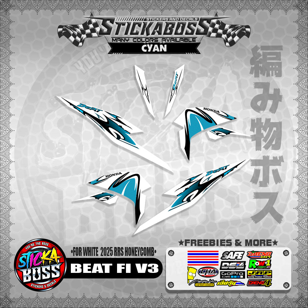 BEAT FI V3 INDO STICKER DECALS ( FOR WHITE  2025 RRS HONEYCOMB )【WITH FREEBIES】
