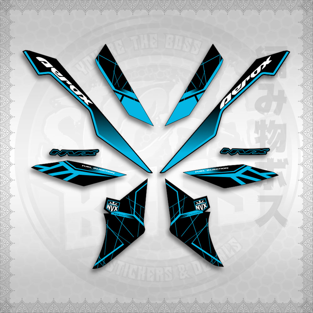 STICKER DECALS for AEROX V3 ALPHA TURBO INDO-MALAYSIAN (AV3MAMABO) By STICKABOSS (SOFIE LAMINATED WATERPROOF)