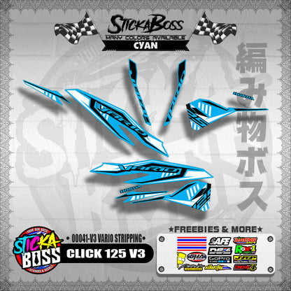 CLICK 125 V3 DECALS ( 00041-V3 VARIO STRIPPING )【WITH FREEBIES】