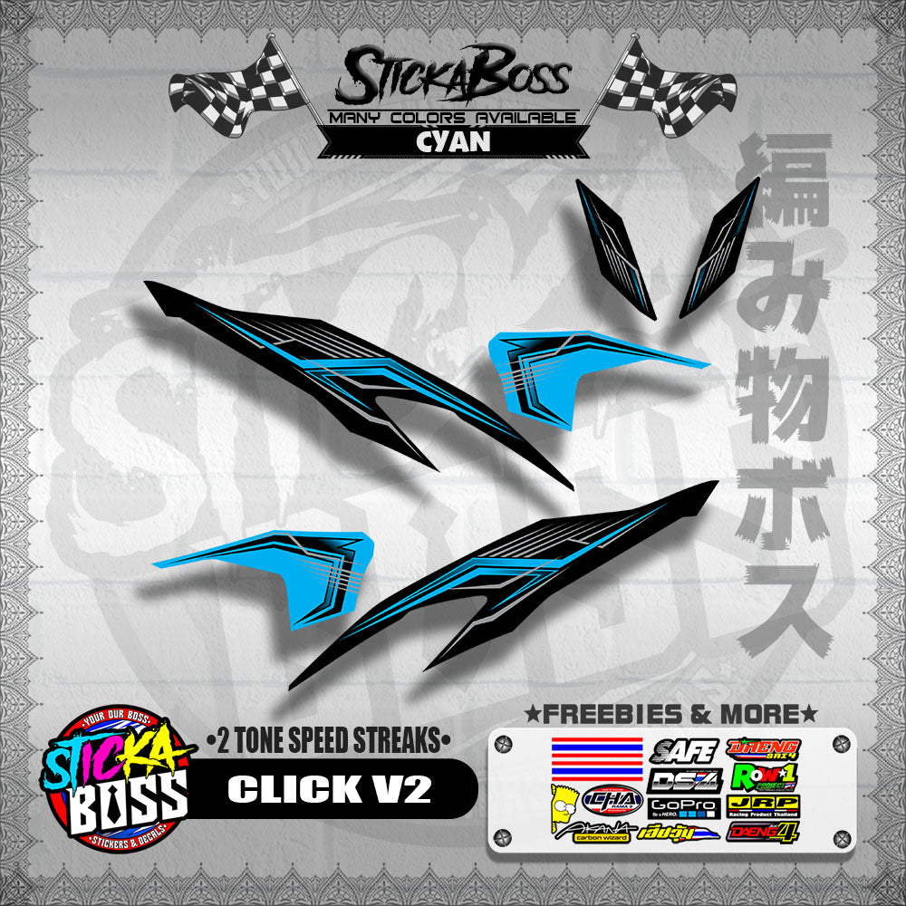 CLICK V2 DECALS ( 2 TONE SPEED STREAKS )【WITH FREEBIES】