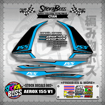 AEROX 155 V1 ( STOCK DECALS 002 )【WITH FREEBIES】