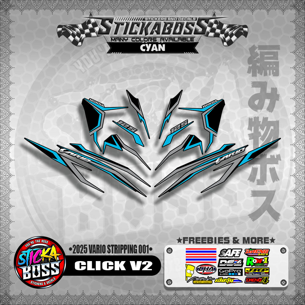 CLICK V2 STICKER DECALS ( 2025 VARIO STRIPPING 001 )【WITH FREEBIES】