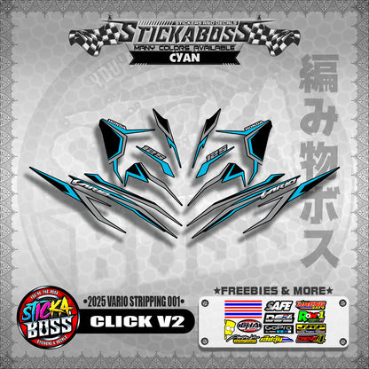 CLICK V2 STICKER DECALS ( 2025 VARIO STRIPPING 001 )【WITH FREEBIES】
