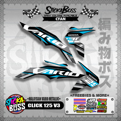 CLICK 125 V3 DECALS ( MALAYSIAN VARIO METALLIC )【WITH FREEBIES】