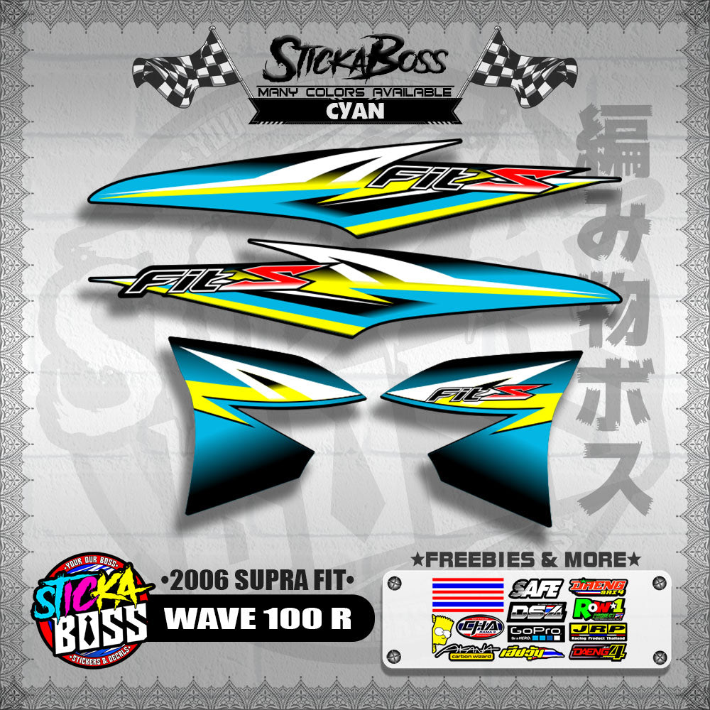 WAVE 100 R STOCK DECALS ( 2006 SUPRA FIT )【WITH FREEBIES】