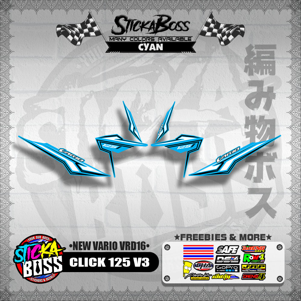 CLICK 125 V3 DECALS ( NEW VARIO VRD16 ) [ PREMIUM GLOSSY LAMINATED ]【WITH FREEBIES】