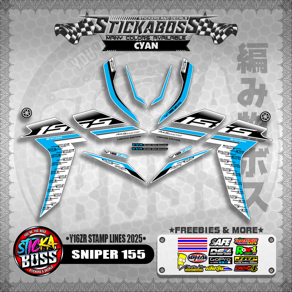 SNIPER 155 STICKER DECALS ( Y16ZR STAMP LINES 2025 )【WITH FREEBIES】