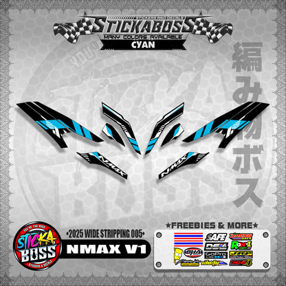 NMAX V1 INDO STICKER DECALS ( 2025 WIDE STRIPPING 005 )【WITH FREEBIES】