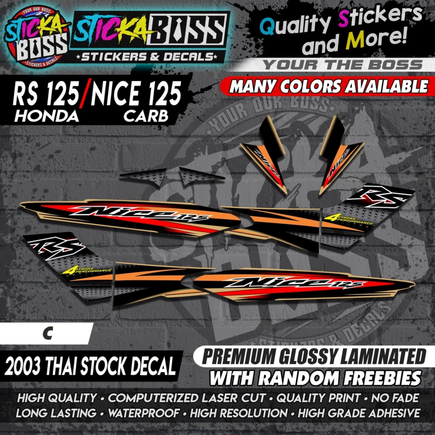 RS 125 / NICE 125 ( 2003 THAI STOCK DECAL ) 【PREMIUM GLOSSY LAMINATED】