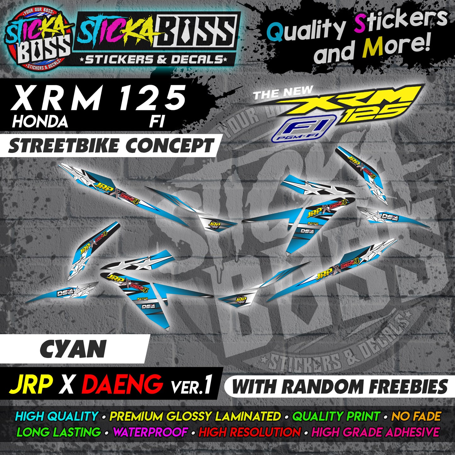 XRM 125 FI Decals - (JRP x DAENG VER.1) [STREET BIKE CONCEPT]【PREMIUM GLOSSY LAMINATED】