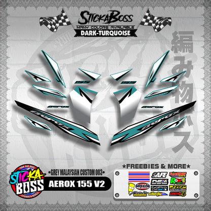 AEROX 155 V2 DECALS ( GREY MALAYSIAN CUSTOM 003 )【WITH FREEBIES】