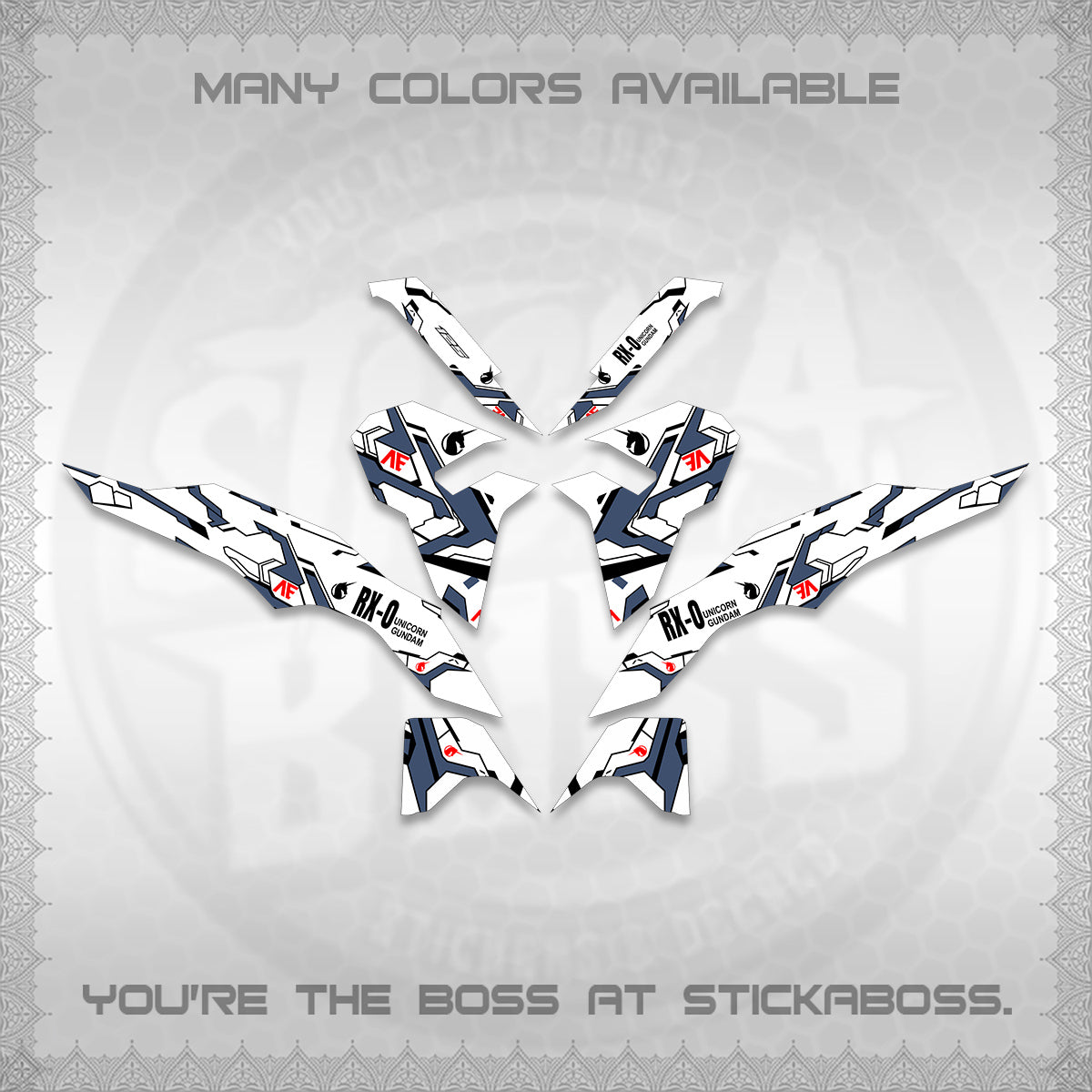 CLICK V3 VARIO FOR WHITE DECALS (UNICORN GUNDAM DESIGN) STICKER DECALS By STICKABOSS