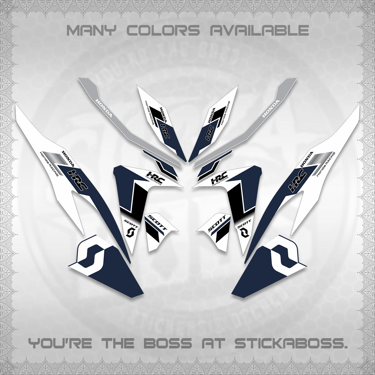CLICK V2 FOR WHITE DECALS (SCOTTxHRC DESIGN) STICKER KITS By STICKABOSS