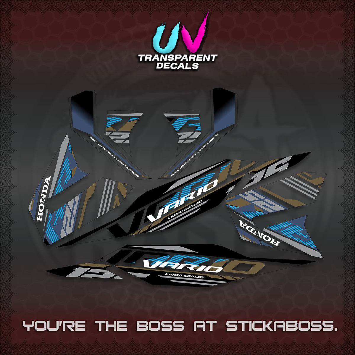 CLICK 125 V4 MALAY VARIO UV TRANSPARENT  DECALS (2026 VV12 DESIGN) STICKER KITS By STICKABOSS